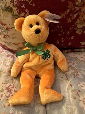 Ty Orange Plush Bear with Green 4-H Clover and Bow